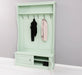 ansicht rechts offen gerahmte Garderobe mit ablagen 6 haken mint gruen