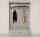 ansicht front gerahmte Garderobe mit ablagen 6 haken grau