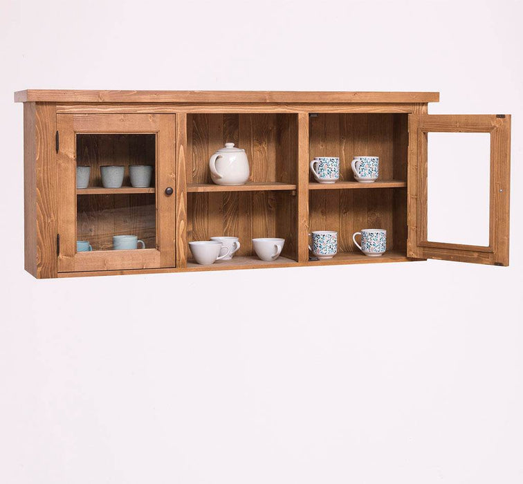 Geschirrschrank aus Massivholz - Hängeschrank mit 2 Türen - offene Mitte -