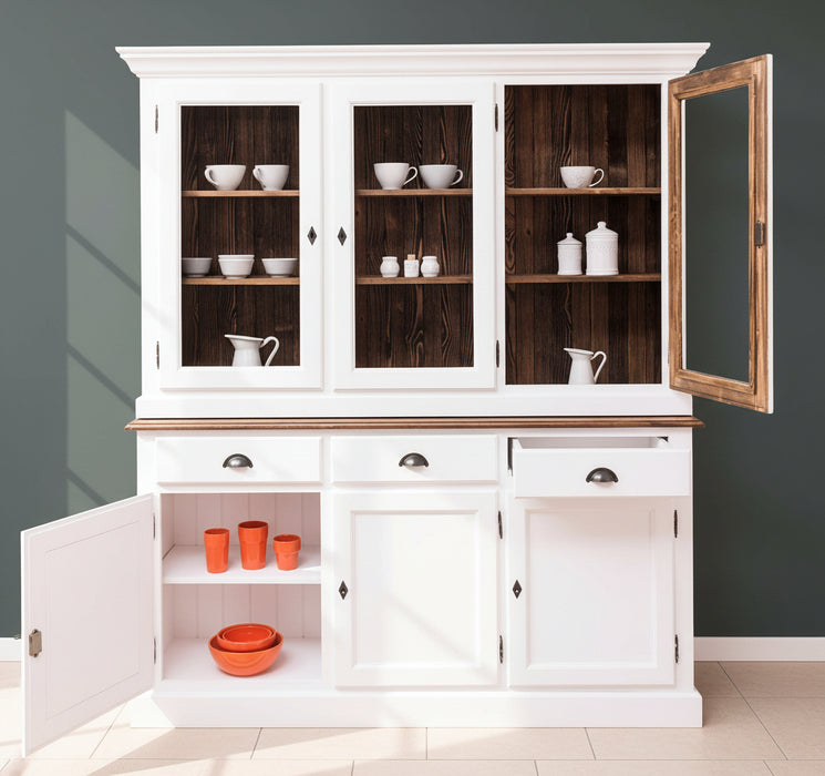 Geschirrschrank aus Massivholz | Vitrine | 2-teilig | 3 Elemente -