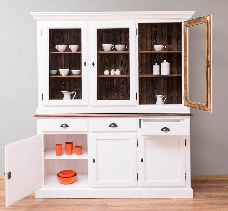 Geschirrschrank aus Massivholz | Vitrine | 2-teilig | 3 Elemente -