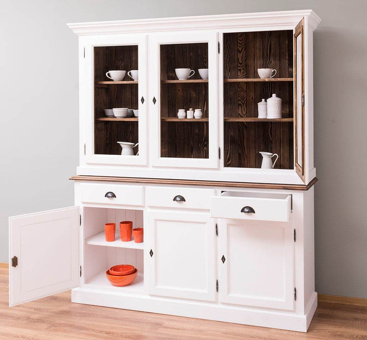 Geschirrschrank aus Massivholz | Vitrine | 2-teilig | 3 Elemente -