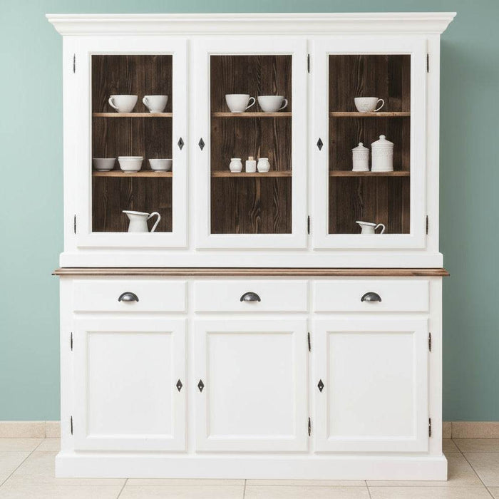 Geschirrschrank aus Massivholz | Vitrine | 2-teilig | 3 Elemente -