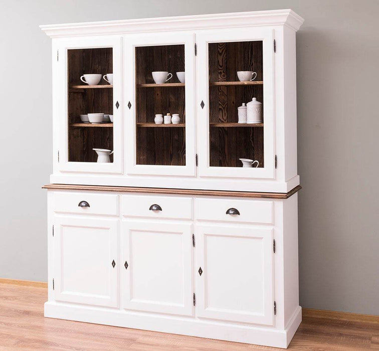 Geschirrschrank aus Massivholz | Vitrine | 2-teilig | 3 Elemente -