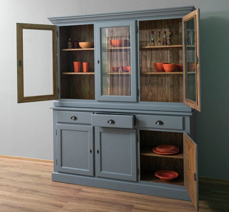 Geschirrschrank aus Massivholz | Vitrine | 2-teilig | 3 Elemente -