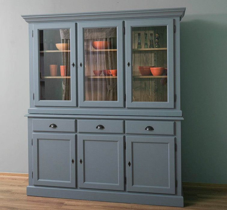 Geschirrschrank aus Massivholz | Vitrine | 2-teilig | 3 Elemente -