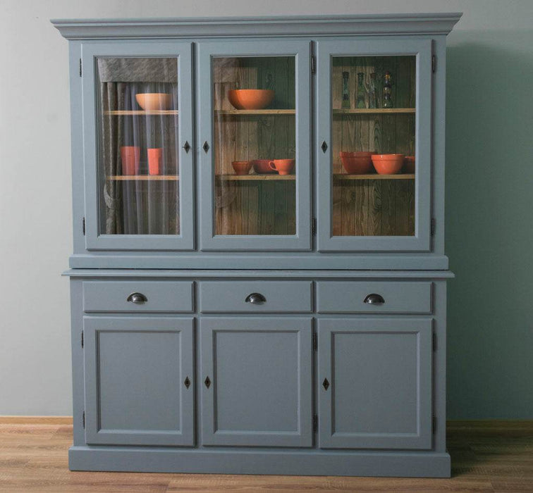 Geschirrschrank aus Massivholz | Vitrine | 2-teilig | 3 Elemente -