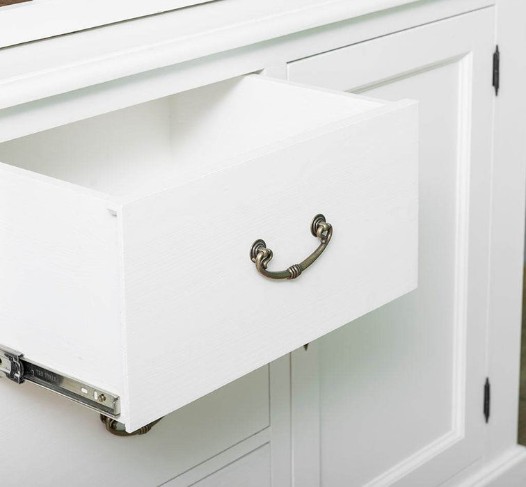 Geschirrschrank aus Massivholz | Vitrine | 2-teilig mit Schubladen -