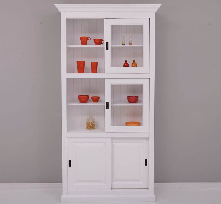 Geschirrschrank aus Massivholz | Küchenschrank | Vitrine | mit 6 Schiebetüren -