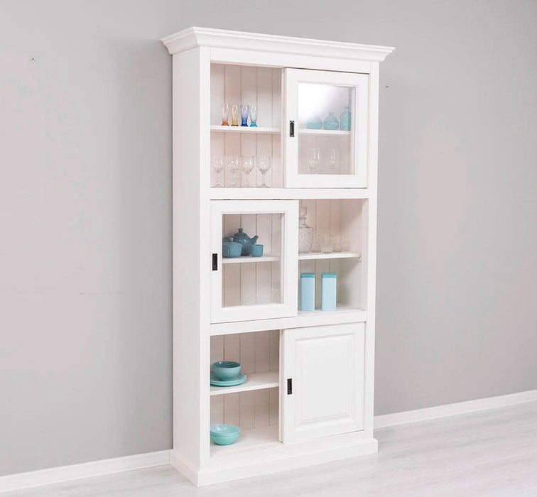 Geschirrschrank aus Massivholz | Küchenschrank | Vitrine | mit 6 Schiebetüren -