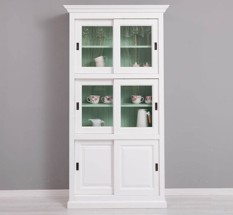 Geschirrschrank aus Massivholz | Küchenschrank | Vitrine | mit 6 Schiebetüren -