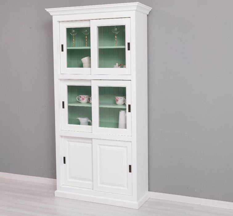 Geschirrschrank aus Massivholz | Küchenschrank | Vitrine | mit 6 Schiebetüren -