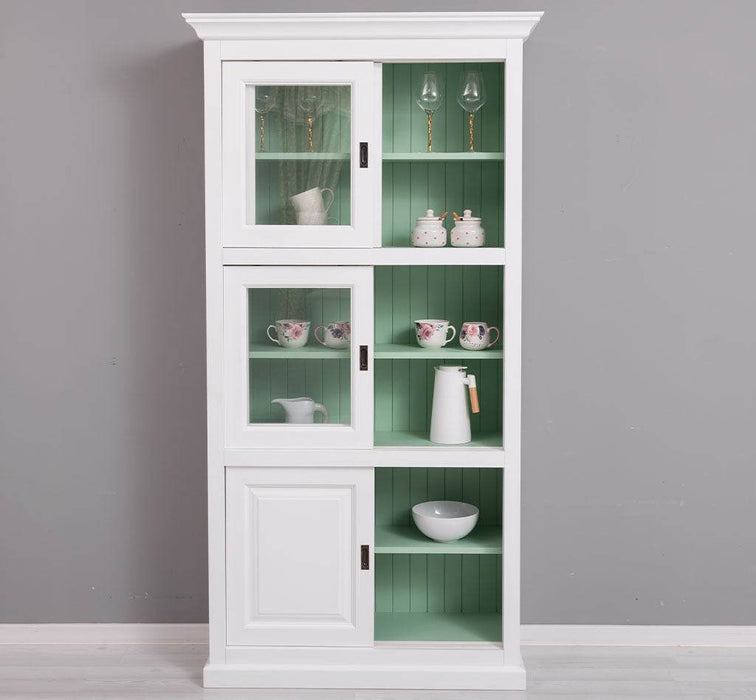 Geschirrschrank aus Massivholz | Küchenschrank | Vitrine | mit 6 Schiebetüren -