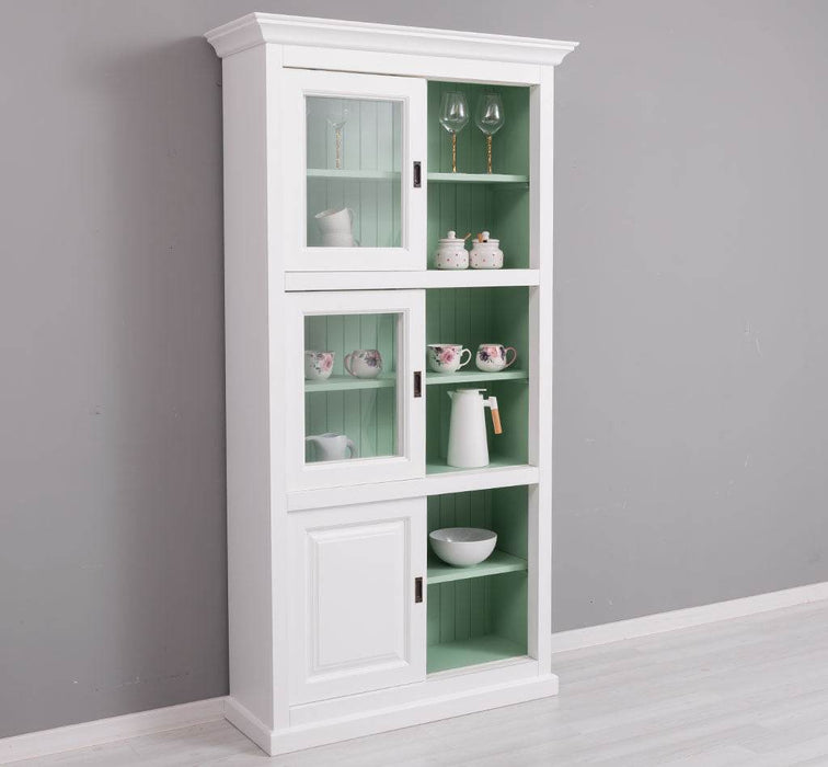 Geschirrschrank aus Massivholz | Küchenschrank | Vitrine | mit 6 Schiebetüren -