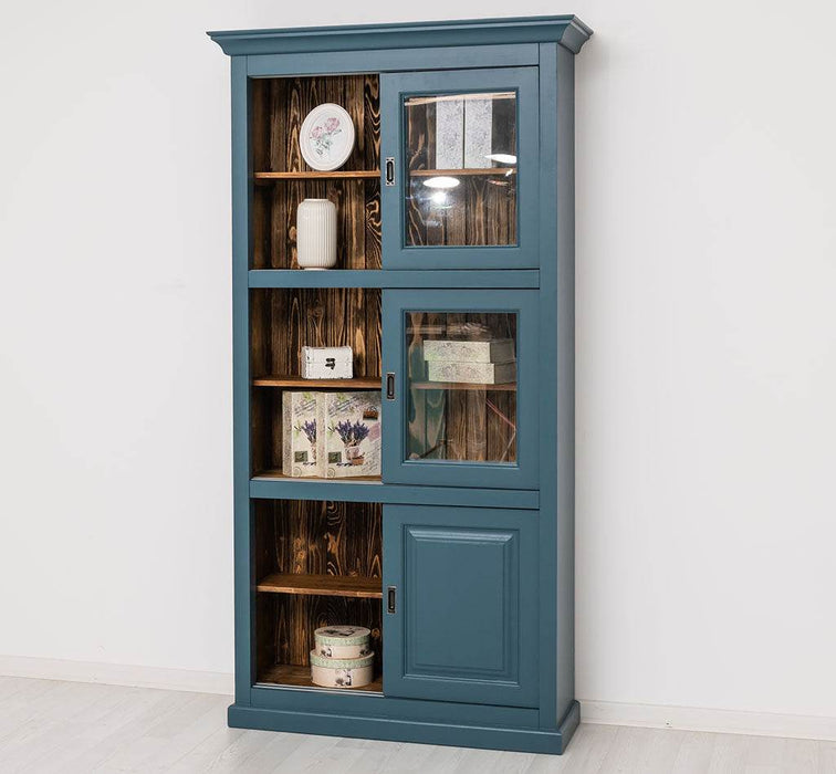 Geschirrschrank aus Massivholz | Küchenschrank | Vitrine | mit 6 Schiebetüren -