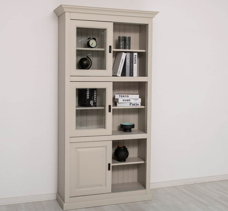 Geschirrschrank aus Massivholz | Küchenschrank | Vitrine | mit 6 Schiebetüren -