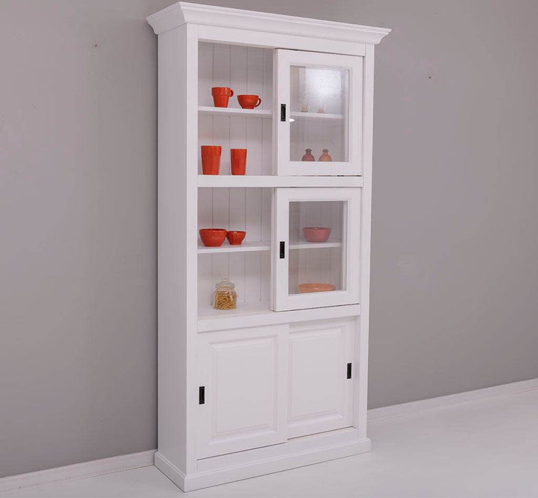 Geschirrschrank aus Massivholz | Küchenschrank | Vitrine | mit 6 Schiebetüren -