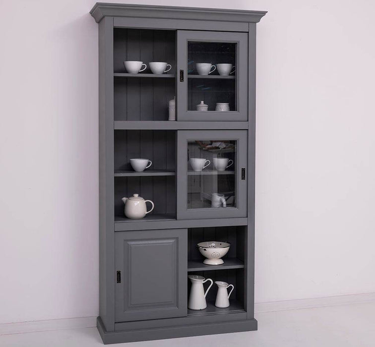 Geschirrschrank aus Massivholz | Küchenschrank | Vitrine | mit 6 Schiebetüren -