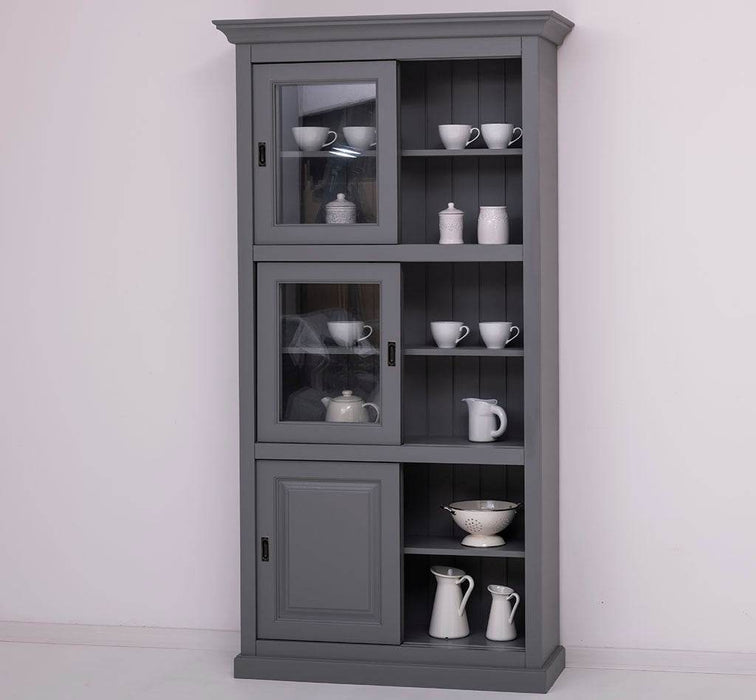 Geschirrschrank aus Massivholz | Küchenschrank | Vitrine | mit 6 Schiebetüren -