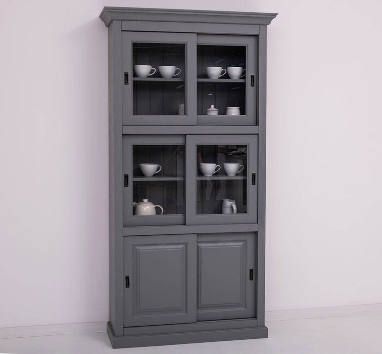 Geschirrschrank aus Massivholz | Küchenschrank | Vitrine | mit 6 Schiebetüren -