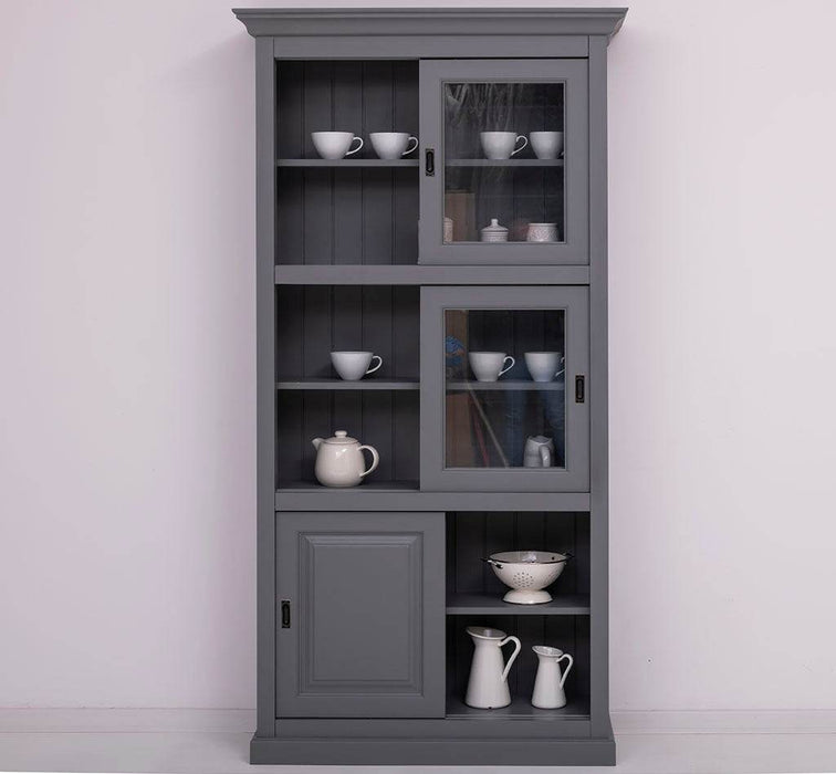 Geschirrschrank aus Massivholz | Küchenschrank | Vitrine | mit 6 Schiebetüren -