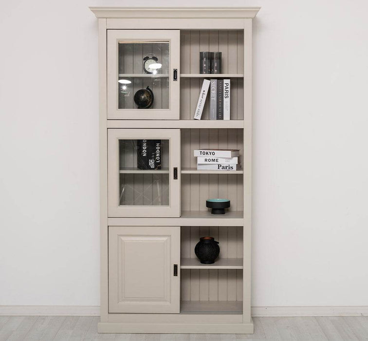 Geschirrschrank aus Massivholz | Küchenschrank | Vitrine | mit 6 Schiebetüren -