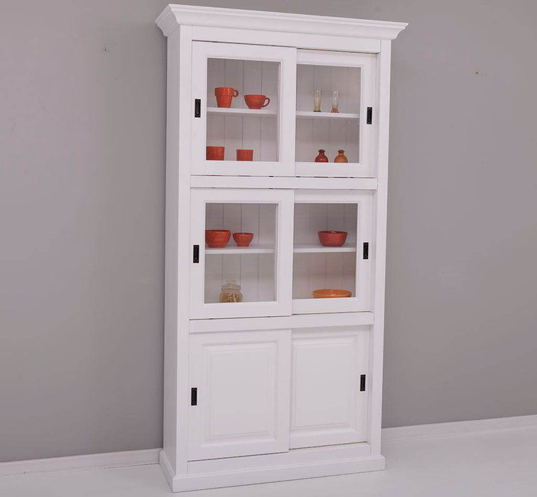 Geschirrschrank aus Massivholz | Küchenschrank | Vitrine | mit 6 Schiebetüren -