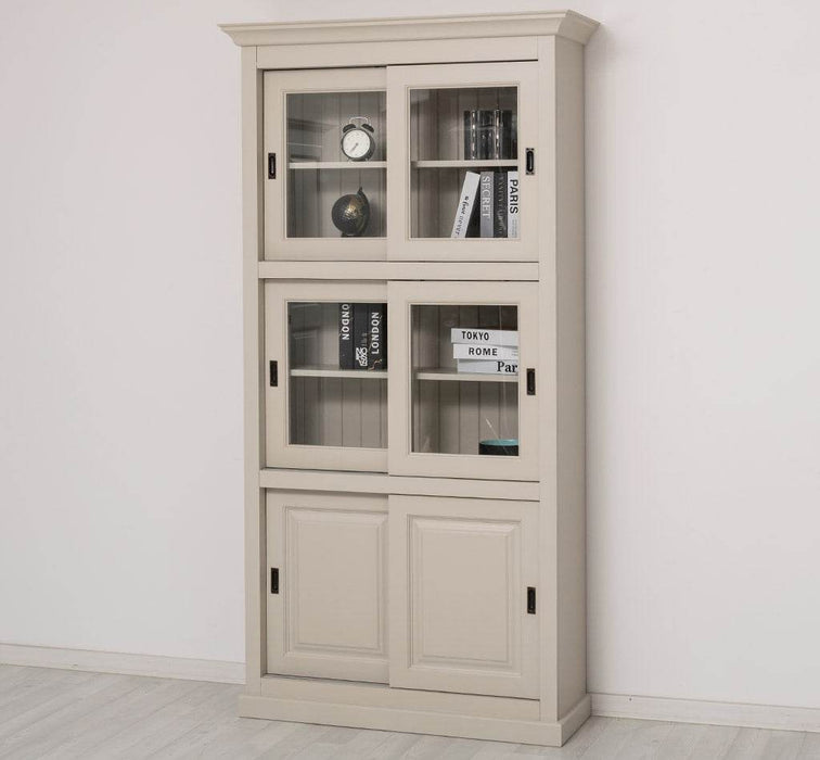 Geschirrschrank aus Massivholz | Küchenschrank | Vitrine | mit 6 Schiebetüren -