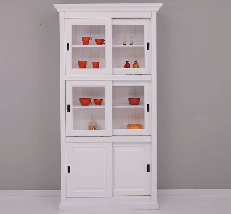 Geschirrschrank aus Massivholz | Küchenschrank | Vitrine | mit 6 Schiebetüren -