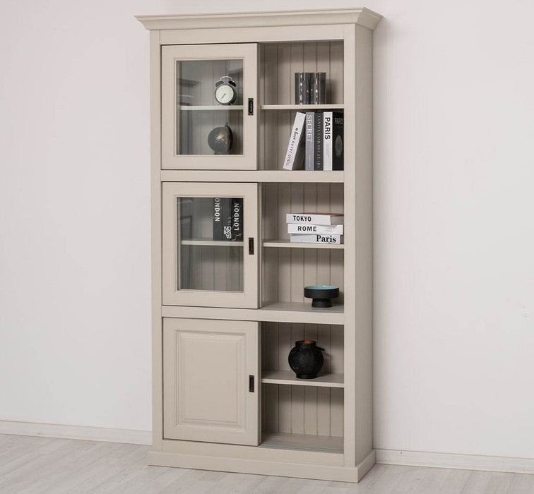 Geschirrschrank aus Massivholz | Küchenschrank | Vitrine | mit 6 Schiebetüren -