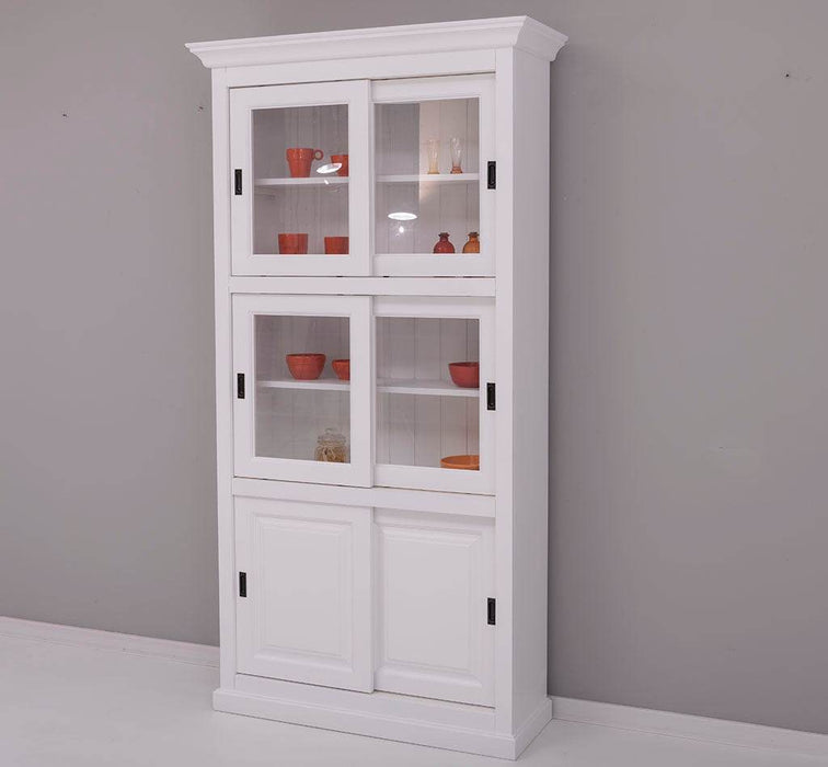 Geschirrschrank aus Massivholz | Küchenschrank | Vitrine | mit 6 Schiebetüren -