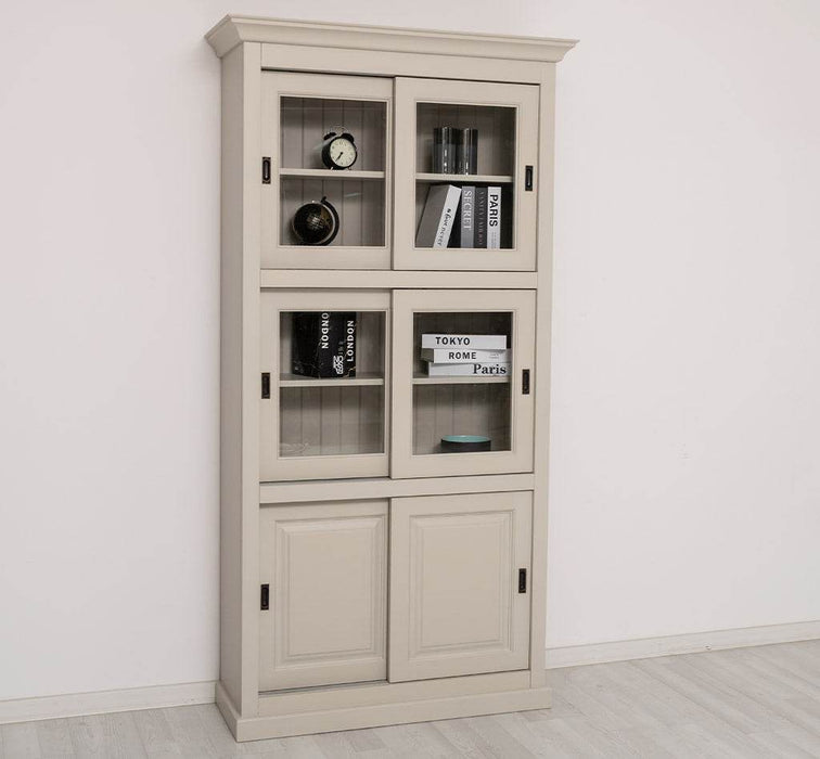 Geschirrschrank aus Massivholz | Küchenschrank | Vitrine | mit 6 Schiebetüren -