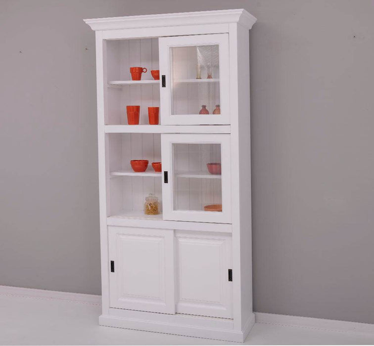 Geschirrschrank aus Massivholz | Küchenschrank | Vitrine | mit 6 Schiebetüren -