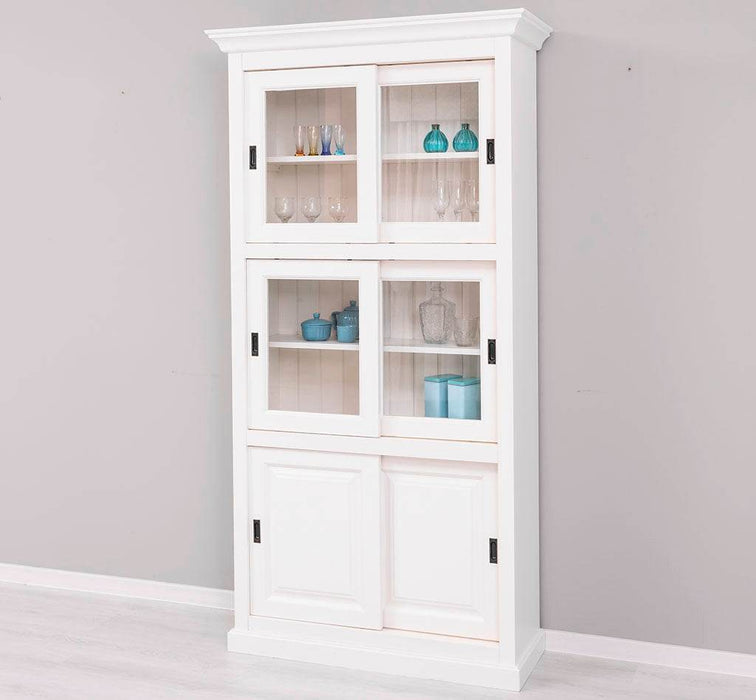 Geschirrschrank aus Massivholz | Küchenschrank | Vitrine | mit 6 Schiebetüren -