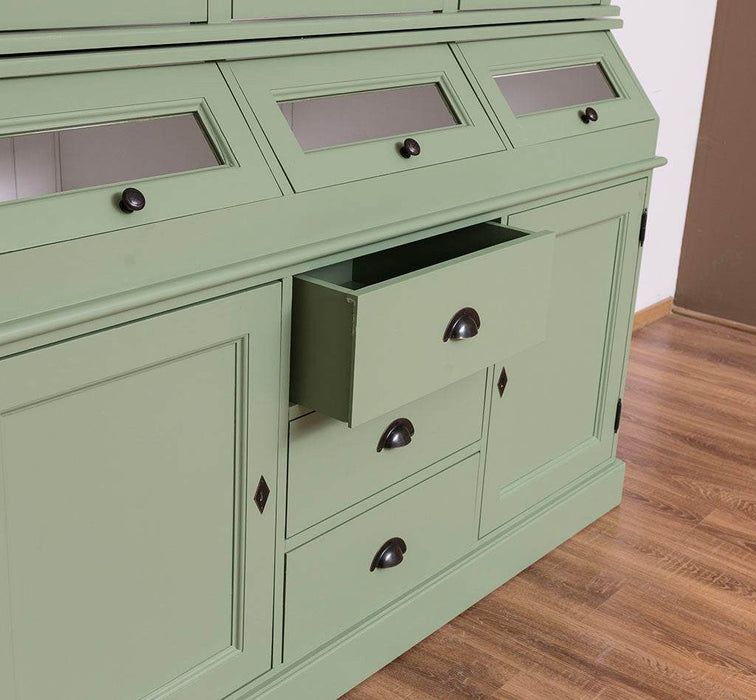 Geschirrschrank aus Massivholz mit Display | 2- teilig | Vitrinenschrank -