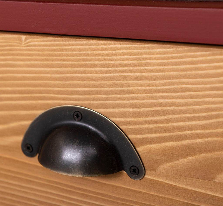 Geschirrschrank mit 4 Schiebetüren und 6 Schubladen | Vitrine aus Massivholz -