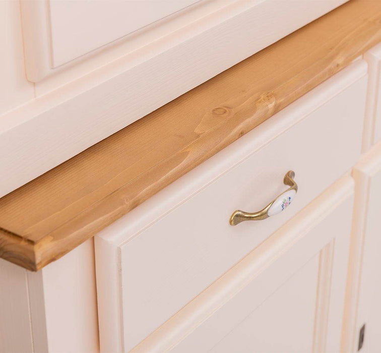 Geschirrvitrine aus Massivholz | 2 Schubladen | 4 Türen | 2- teilig -