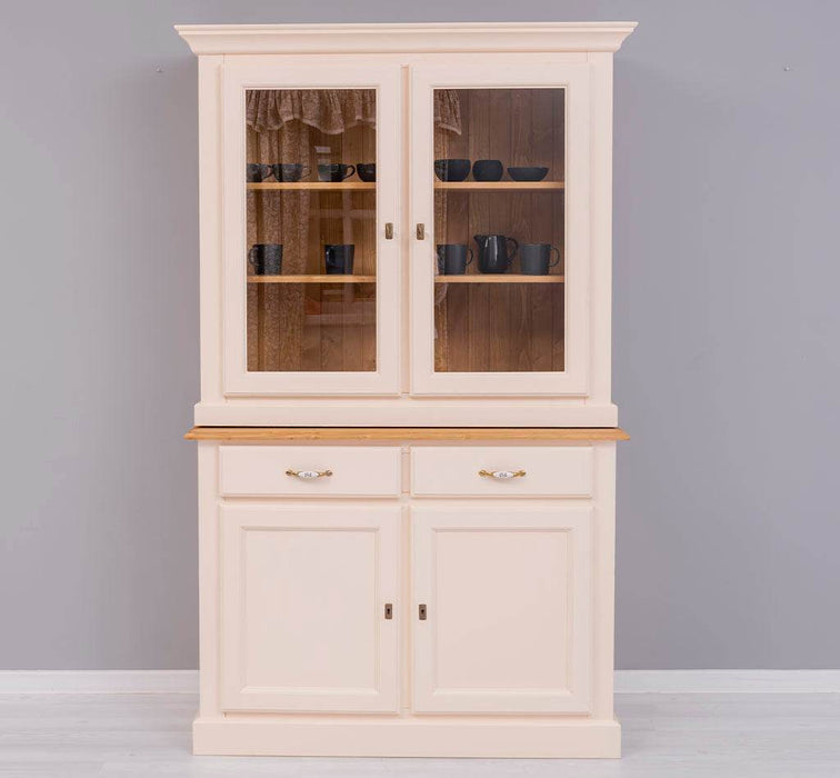 Geschirrvitrine aus Massivholz | 2 Schubladen | 4 Türen | 2- teilig -
