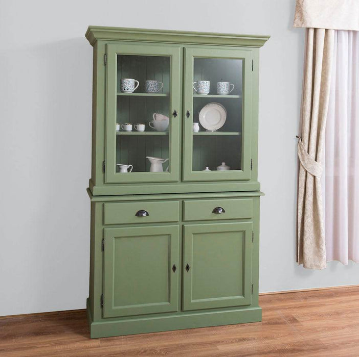 Geschirrvitrine aus Massivholz | 2 Schubladen | 4 Türen | 2- teilig -