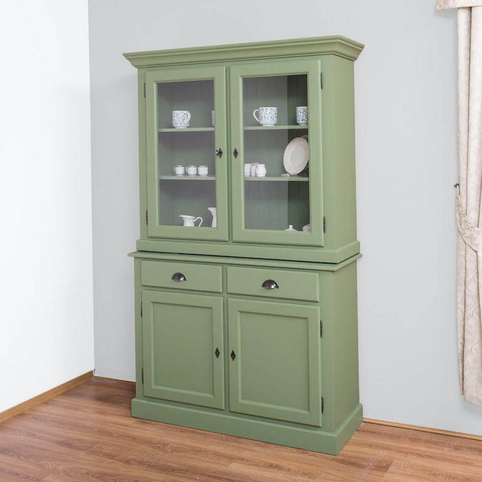 Geschirrvitrine aus Massivholz | 2 Schubladen | 4 Türen | 2- teilig -