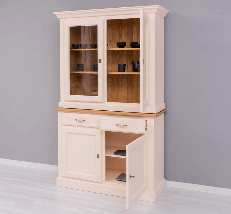 Geschirrvitrine aus Massivholz | 2 Schubladen | 4 Türen | 2- teilig -