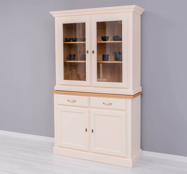 Geschirrvitrine aus Massivholz | 2 Schubladen | 4 Türen | 2- teilig -