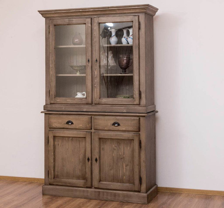 Geschirrvitrine aus Massivholz | 2 Schubladen | 4 Türen | 2- teilig -