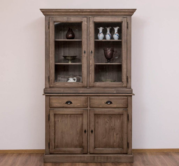 Geschirrvitrine aus Massivholz | 2 Schubladen | 4 Türen | 2- teilig -