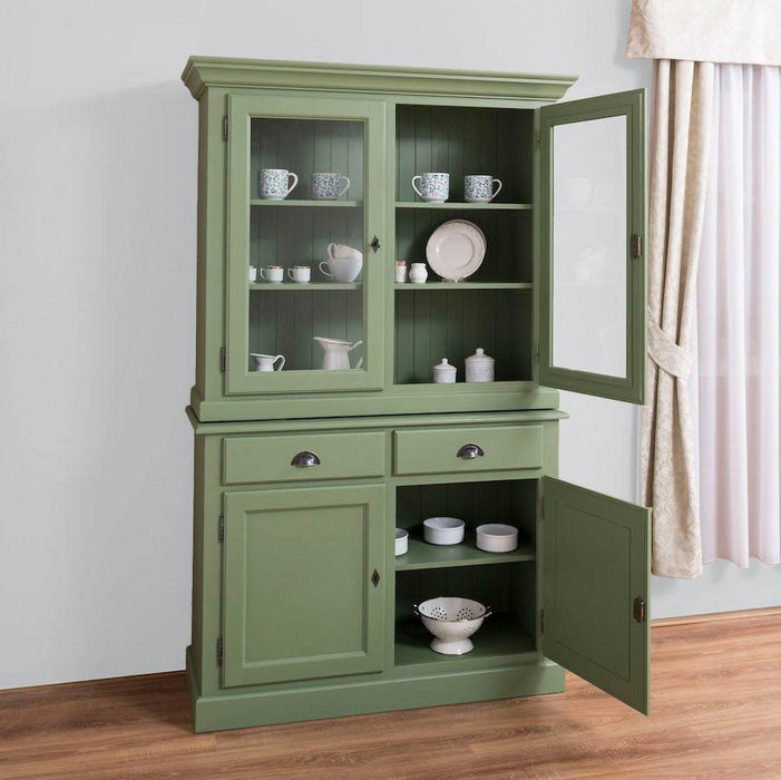 Geschirrvitrine aus Massivholz | 2 Schubladen | 4 Türen | 2- teilig -