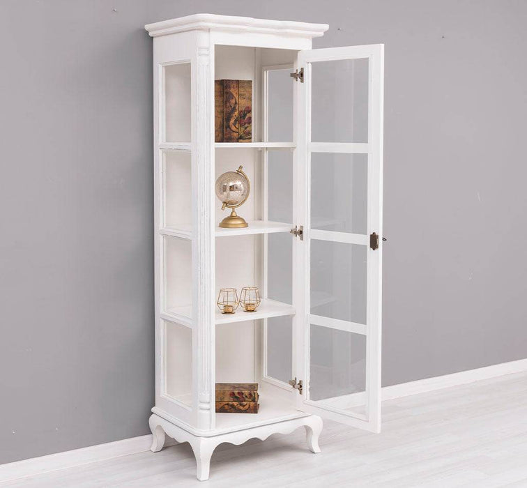 Vintage Vitrine aus Massivholz | Gläserschrank im Barockstil - Beige