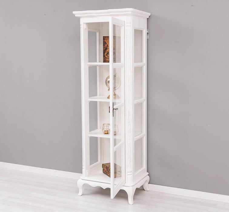 Vintage Vitrine aus Massivholz | Gläserschrank im Barockstil - Beige
