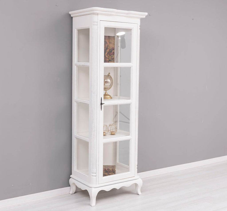 Vintage Vitrine aus Massivholz | Gläserschrank im Barockstil - Beige