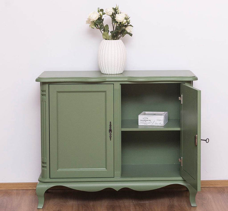 Geschwungenes Sideboard aus Massivholz im Vintage Stil - mit Doppeltür - Eiche - Flieder