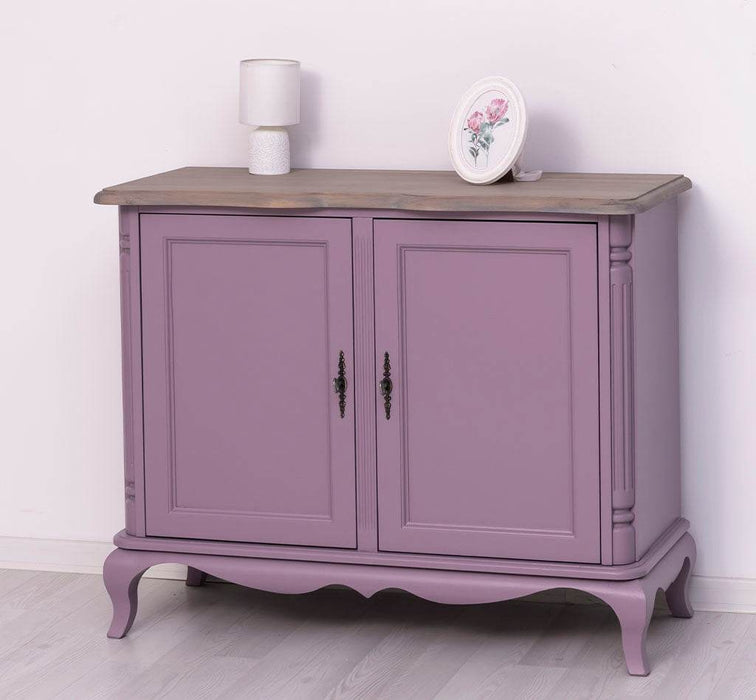 Geschwungenes Sideboard aus Massivholz im Vintage Stil - mit Doppeltür - Eiche - Flieder